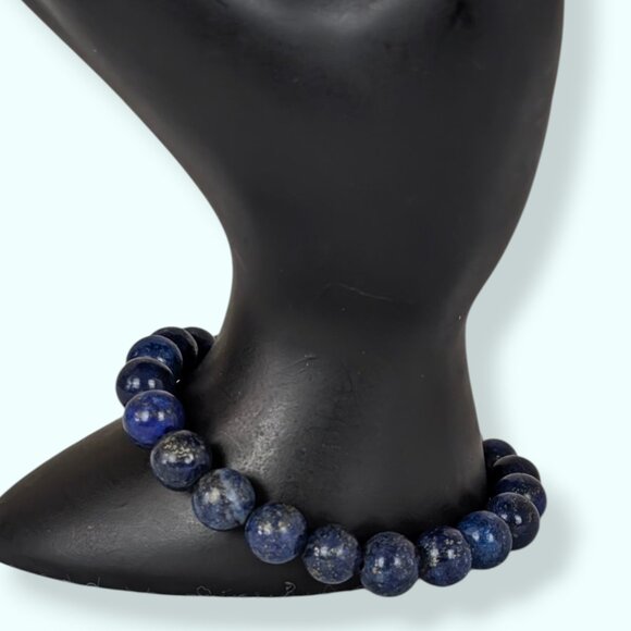 Lapis Lazuli Crown Stretch Bracelet - Picture 3 of 7